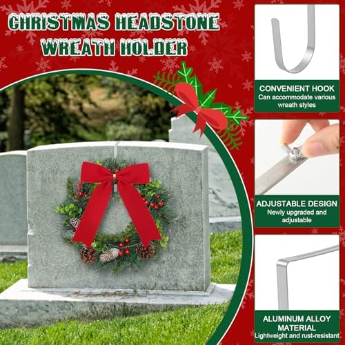 yuntau 2 sets christmas memorial cemetery wreath for, close-up detail
