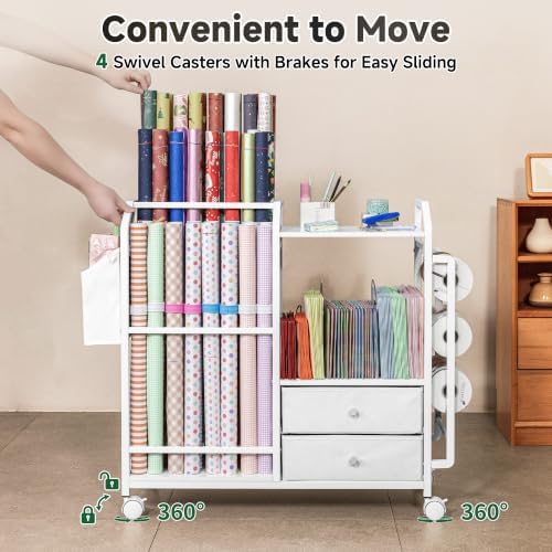 aquzee wrapping paper storage, rolling gift wrap station, package contents