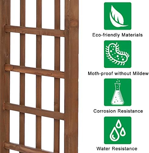 outvita 7ft dark brown wooden garden arbor arch, side view