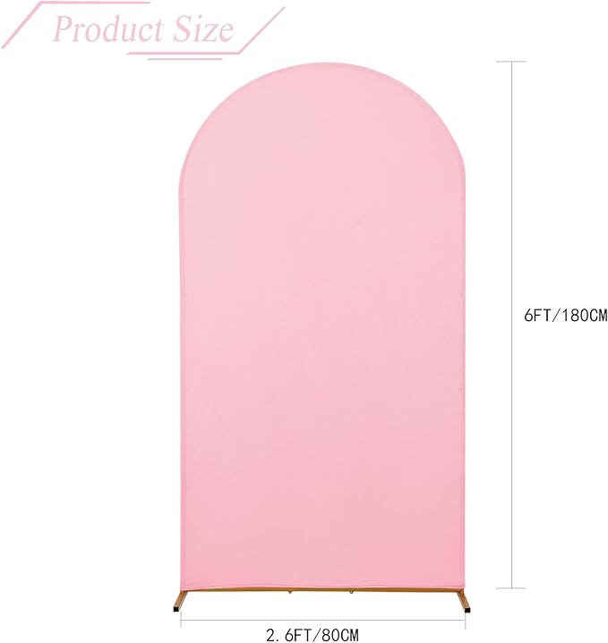 bricia Wedding Arch Backdrop Stand Cover, 6FT Double Sided Stretchy Arch Cover Fitted Wedding Birthday Party Banquet Decoration (Pink 72''Lx31.2''W)