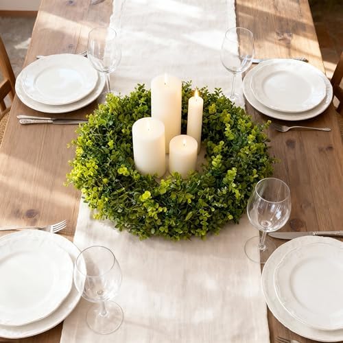 hiptree 18 inch boxwood wreath for front door,greenery, view 9