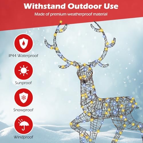tangkula 4.6 ft christmas 3d lighted reindeer, pre-lit on a desk or shelf