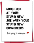 Funny New Job Card, Good Luck Card, Goodbye Card for Coworker, Farewell Gift, Leaving Job Gift, Blank Inside, with Red Envelope and Gold Seal Sticker