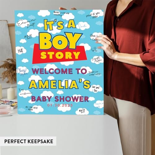 Andaz Press Its A Boy Story Baby Shower Decorations, 16"x20" Personalized Welcome Baby Shower Sign Decor, Its A Boy Story Sign In Guest Book Alternative