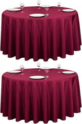 LTC LINENS 2 Pack 120 Inch Round Tablecloth Burgundy - Great for 60 Inch Round Table Floor Length - Washable, Wrinkle Resistant Polyester Fabric Cloth for Parties