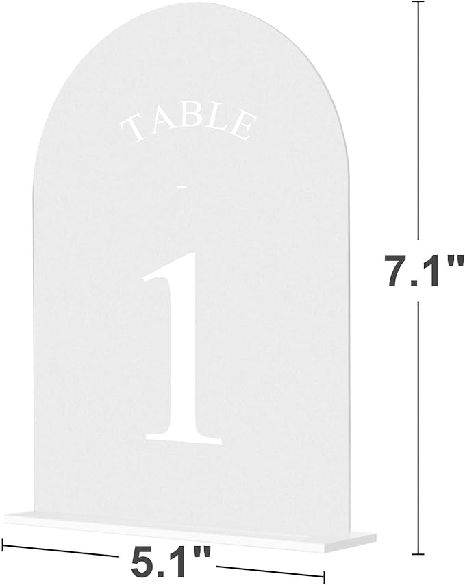 JOYIT Frosted Arch Wedding Table Numbers 1-30 with Stands - 5" X 7" Acrylic Sign Table Number Holders, Perfect for Wedding Receptions, Parties, Anniversaries, and Events