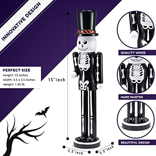ornativity christmas scary skeleton nutcracker – black and showing dimensions