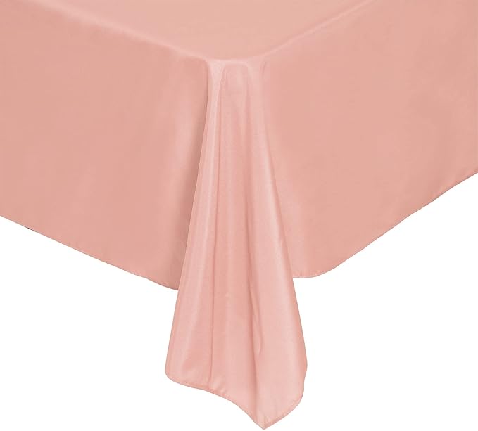 Rectangle Tablecloth 90x132 inch Washable Polyester Fabric Table Cloth for Wedding Party Dining Banquet Decoration（90x132, Dusty Pink）