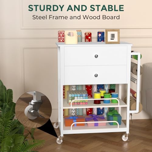 wrapping paper storage & organizer, craft cart with, package contents