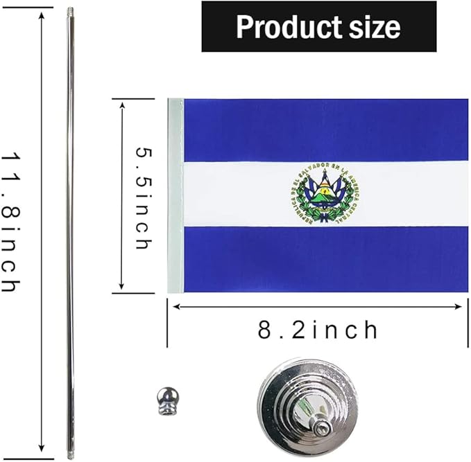 El Salvador Flag Salvadorian Flags, Small Mini Salvadorian Desk Flag, Used for Table Office Classroom Home Patriotic Events Decorations