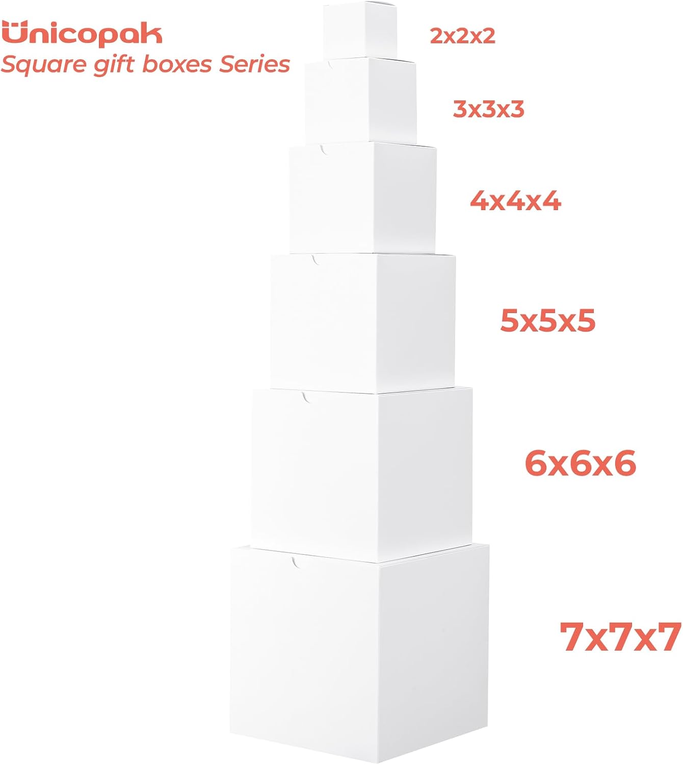 UnicoPak 30 Pack 5x5x5 Gift Boxes, Sturdy Small White Gift Boxes for Presents, Ornaments, Candles, Mugs, Easy Pop-up Assembly, Ideal for Birthday Christmas Party Business
