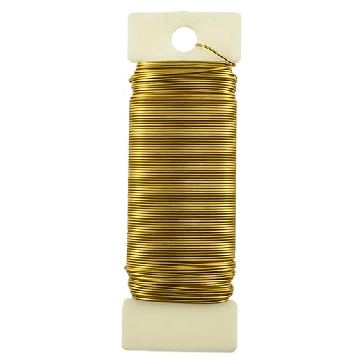 HAHIYO 22Gauge Dark Gold Metal Floral Wire - 1 Roll, 38 Yards (115 Feet) - Flexible Paddle Wire for Craft, Christmas Wreaths, Tree, Flower Arrangement, Bouquet Wrapping, Wedding, DIY