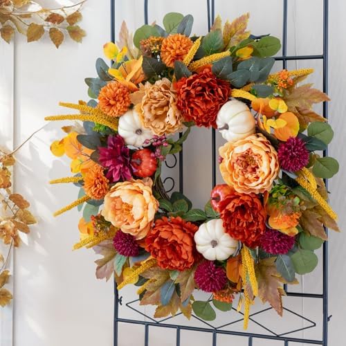 24 inch fall wreaths for front door with shown in use