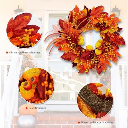 tokcare 24 inch fall wreaths for front door on a desk or shelf