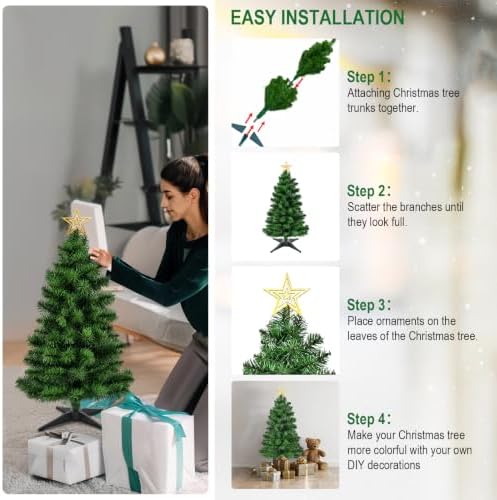 duudo 4ft premium hinged artificial holiday small mini, close-up detail