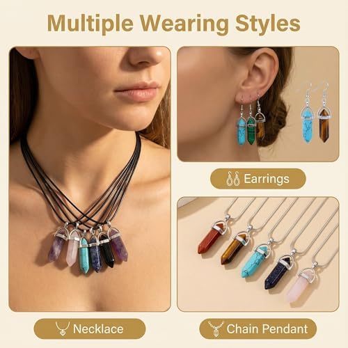 crystal pendants mutilcolor 50pcs gemstone bullet meditation healing, package contents