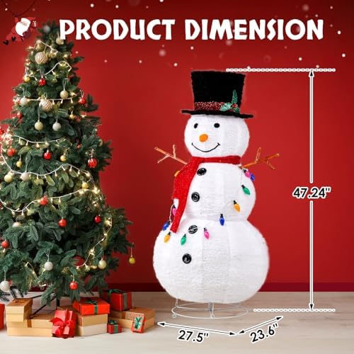 outvita outdoor christmas decorations 4ft lighted snowman, white showing dimensions