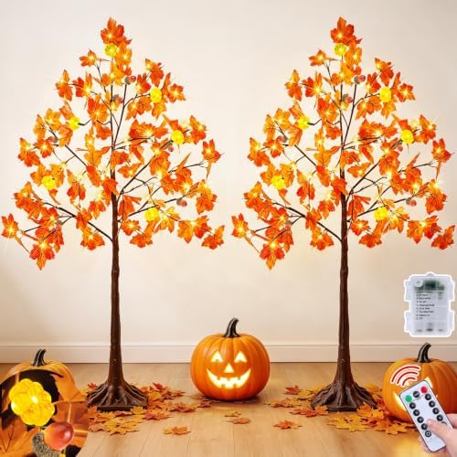 4ft prelit lighted fall maple tree 96 led, view 9
