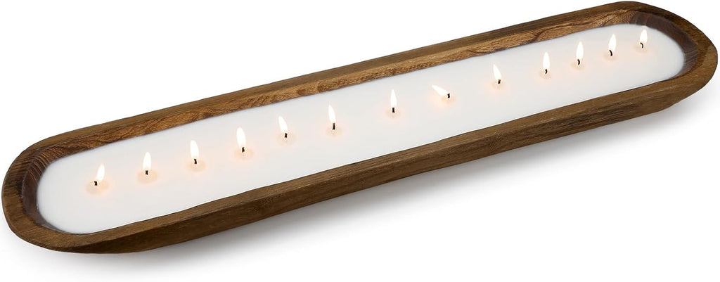 Gerrii 30 Inch Wooden Dough Bowl Candle Table Centerpiece Scented Making Soy Wax Dough Bowl Candle for Farmhouse Decoration
