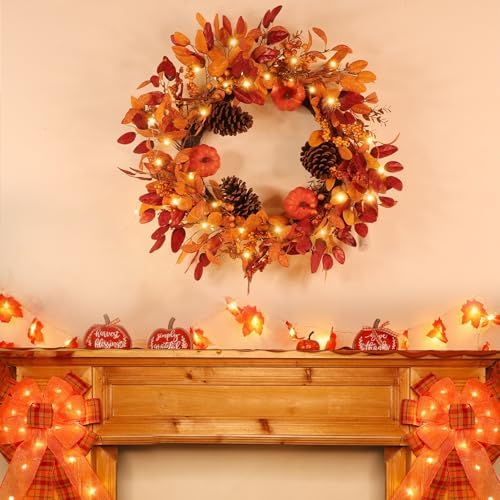 26 inch large foldable fall wreath for front, package contents