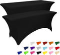 IVAPUPU 2 Pack 4FT Table Cloth for Rectangular Fitted Events Stretch Black Table Covers Washable Spandex Spring Tablecloth Protector for Party, Wedding, Cocktail, Banquet, Festival