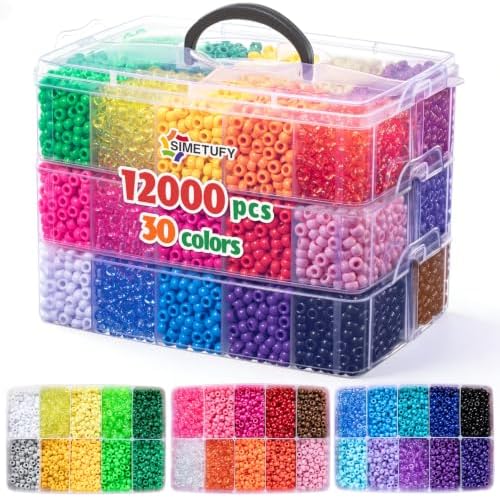 simetufy 12,000pcs pony beads bulk 30 colors for shown in use