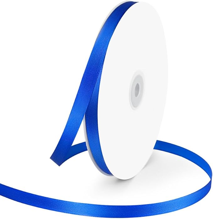 3/8" Wide x 100 Yards Single Face Polyester Satin Ribbon, Satin Ribbon for Crafts, Gift, Hair Bows, Wedding Party Decoration, Bow Making & Other Projects (Royal Blue)