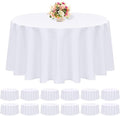 12 Pack Round Tablecloth 90 Inch - White Polyester Tablecloth for Round Table, Premium Stain and Wrinkle Resistant Washable Fabric Table Cover for Wedding Party Banquet Restaurant Reception