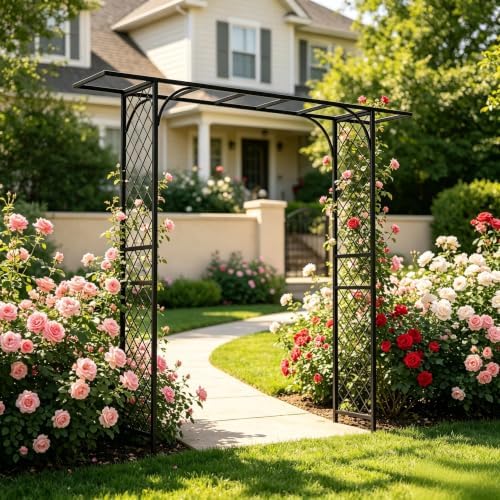 zhongma metal garden arbor, 83.5'' high x 82.7'' shown in use
