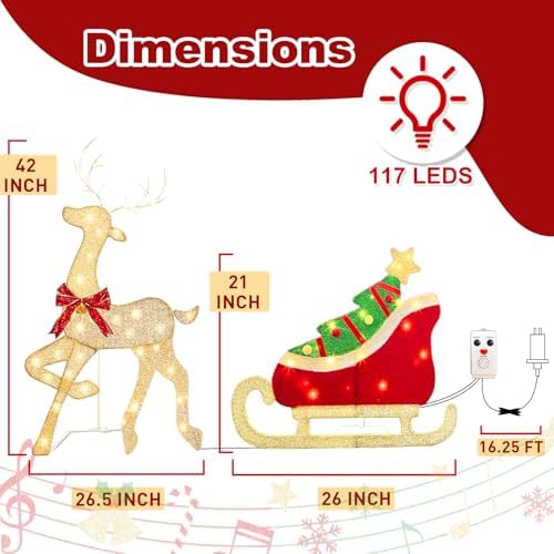 eambrite christmas decorations outdoor, 42 inch christmas reindeer, package contents