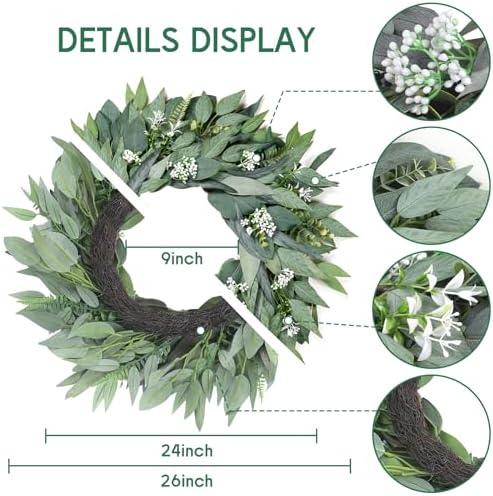 26" eucalyptus wreath for front door - large shown in use