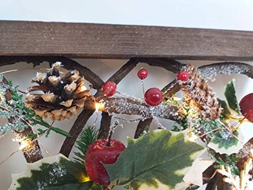 shatchi 40cm led pre-lit decorated with leaves pine on a desk or shelf