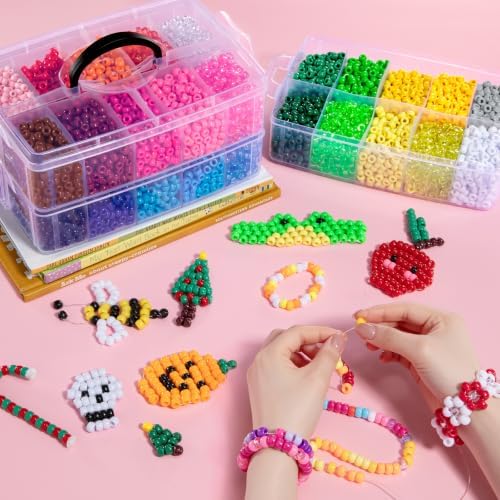 simetufy 10000pcs pony beads bulk 30 colors for showing dimensions