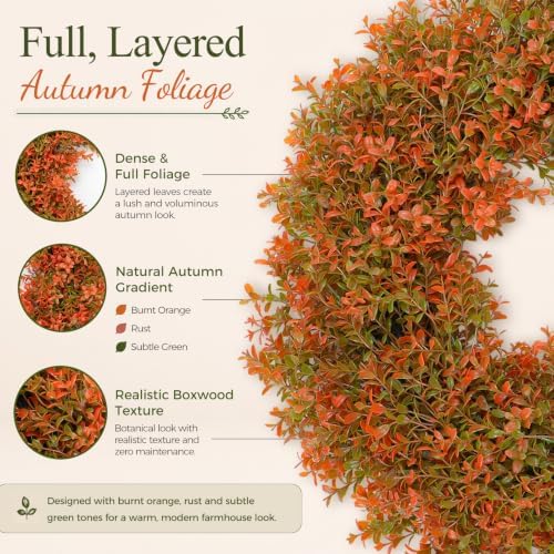 26 inch fall wreaths for front door, large, side view