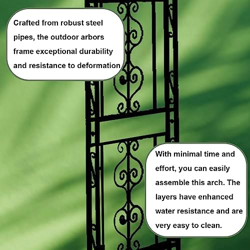 teabelle metal garden arbor trellis, black arch for showing dimensions
