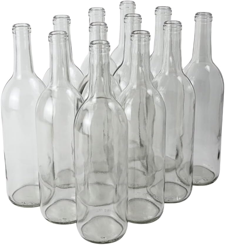 750ml Wine Bottles in Clear Glass, W5 Bordeaux, 24-Count Case - NO CORKS