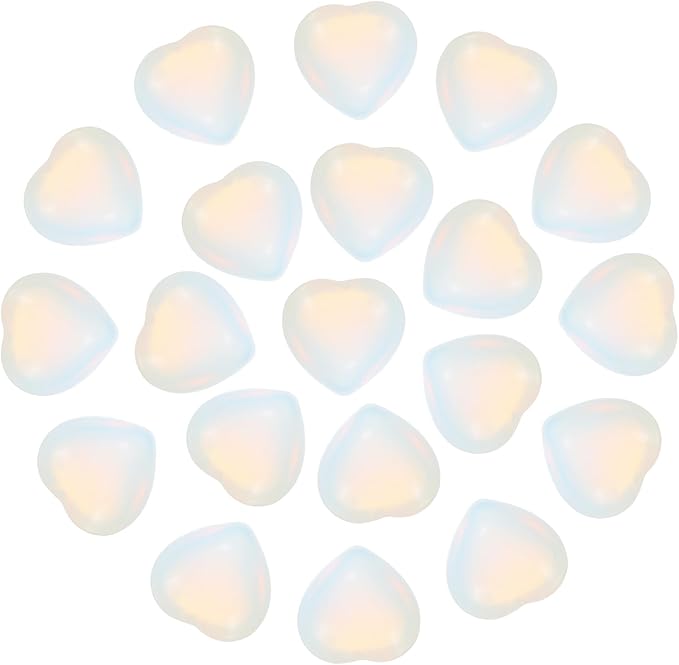 PATIKIL 20 Pcs Natural Heart Shaped Crystal Stone, 0.6 Inch Mini Polished Love Gemstone Crystal, Pocket Rock Engraved Worry Stones for Women Gifts Meditation, AB White