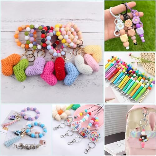 silicone beads bulk for keychain and bracelet making on a desk or shelf