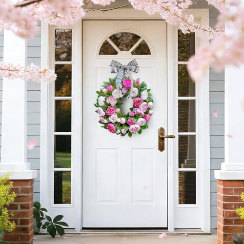 spring wreath for front door- 24 inch summer showing dimensions