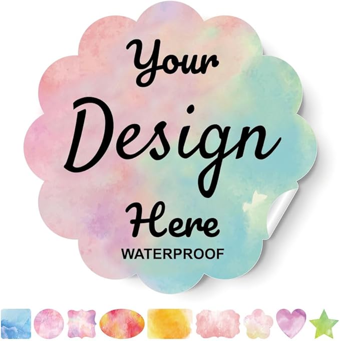 Custom Stickers Personalized Labels - Customized Stickers with Any Design Image Logo Text,Custom Stickers for Business Logo,Custom Thank You Label Stickers,100 Labels (Scalloped,3.5"x3.5")