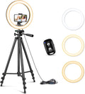Sensyne 12'' Ring Light with 50'' Extendable Tripod Stand, LED Circle Lights with Phone Holder for Live Stream/Makeup/YouTube Video/TikTok, Compatible with All Phones