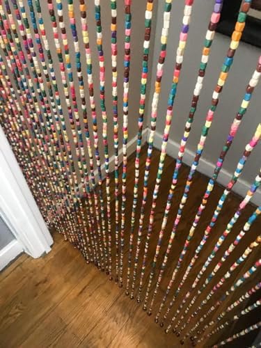 rainbow wooden bead curtain 36” x 79” –, view 9