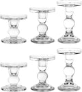 6-Piece Set of Glass Candlestick, Crystal Candlestick Holder Holder and Conical Candle, Christmas Candle Holder Decoration, Family Living Room Wedding Candle Holder (Clear 2sets)
