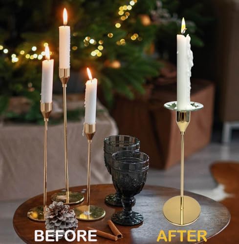 4 Pieces Patterned Glass Bobeches for Candlestick Holder, Christmas Holly Design, Candle Drip Protector Guard, Wax Catcher Ring Accessories (Christmas Holly)