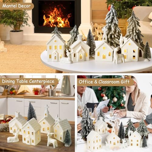 christmas decorations indoor - 9 piece christmas village on a desk or shelf