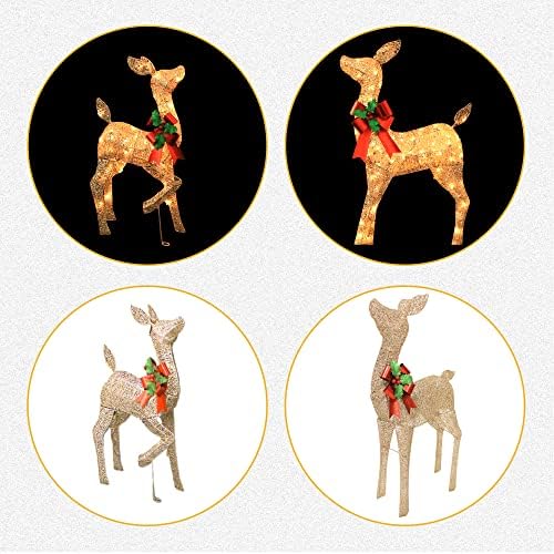 38in christmas deer set decoration 2pc deers, lighted, side view