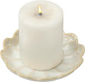 uxcell Candle Holder Plates, 4 Inch Ceramic Candle Tray Tealight Incense Holder Dish Candlestick for Tea Light Aromatherapy Wedding Rustic Vintage Home Decor, Sunflower White