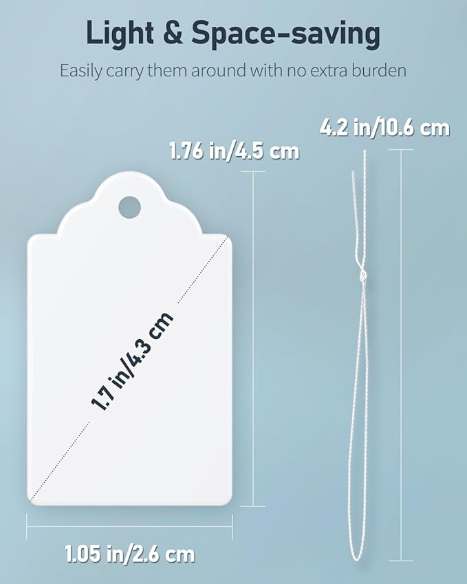 Uniclife 500 Pcs Writable Price Labels 1.8 Inch White Marking Tags with Strings, 1.8" x 1.05"