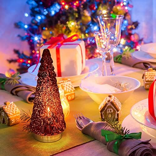 red glass christmas tree 3pcs, small tabletop mercury, side view