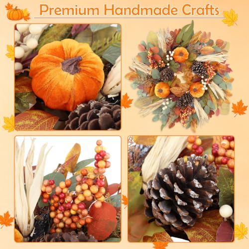 26 inch fall wreaths for front door, autumn, side view